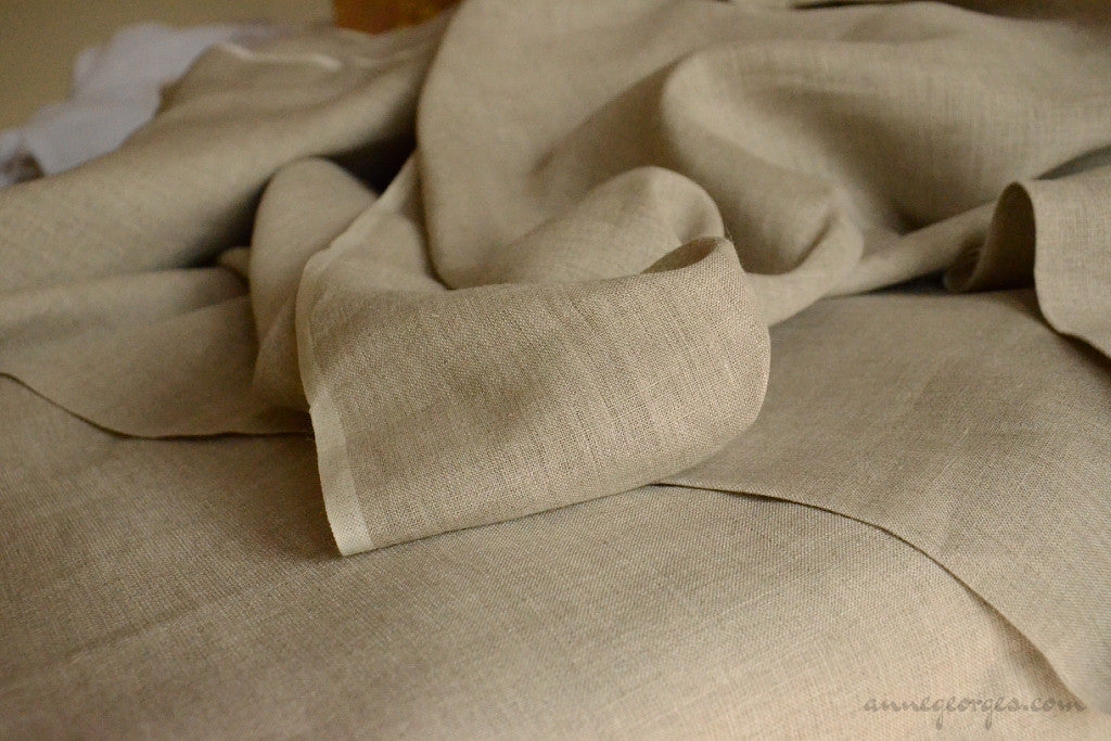 Heavy Belgian Linen Fabric White, by the yard