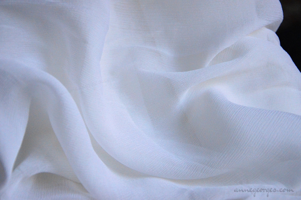 Crinkled Silk Chiffon - Antique White